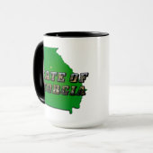 State of Georgia Kaart Omtrek en Afbeelding Tekst Mok (Voorkant links)