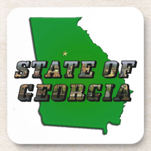 State of Georgia Kaart Omtrek en Afbeelding Tekst Onderzetter