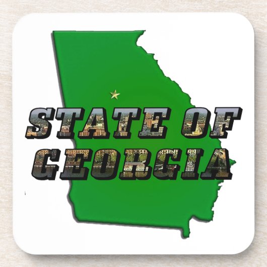 State of Georgia Kaart Omtrek en Afbeelding Tekst Onderzetter (Voorkant)