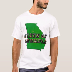 State of Georgia Kaart Omtrek en Afbeelding Tekst T-shirt
