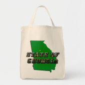 State of Georgia Kaart Omtrek en Afbeelding Tekst Tote Bag (Voorkant)