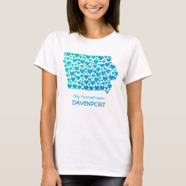 State of Iowa Silhouette Hearts & Hometown T-shirt