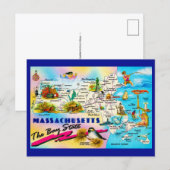 State of Massachusetts Map Postcard Briefkaart (Voorkant / Achterkant)