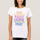 State of Michigan Fish Rainbow Text T-Shirt (Voorkant)