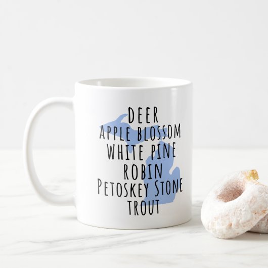 State of Michigan Symbols Mitten State Coffee Mug Koffiemok (Met donut)