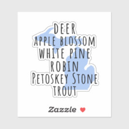 State of Michigan Symbols Vinyl Stickers