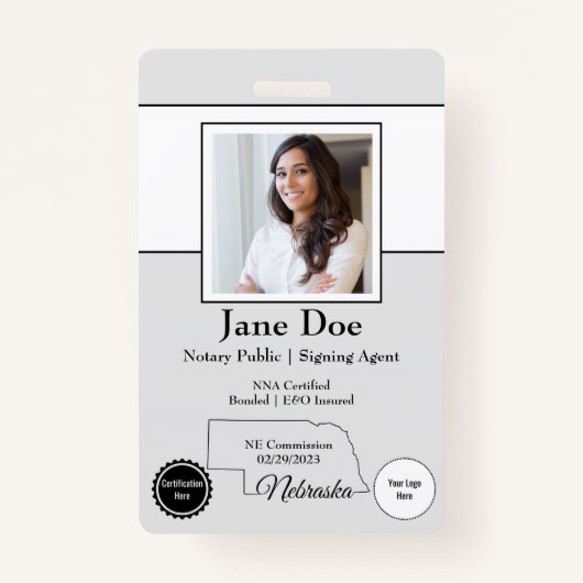 State of Nebraska Notary Public Badge met QR-code (Voorkant)