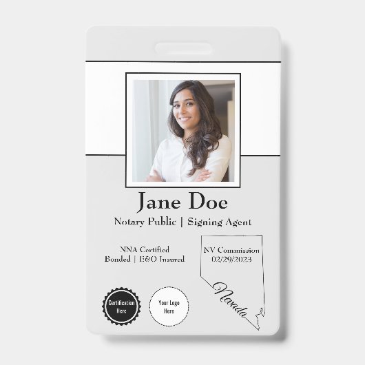 State of Nevada Notary Public Badge met QR-code (Voorkant)