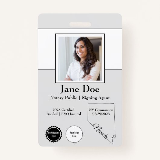 State of Nevada Notary Public Badge met QR-code (Voorkant)