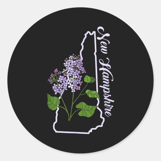 State Of New Hampshire Purple Lilac Flower Ronde Sticker (Voorkant)