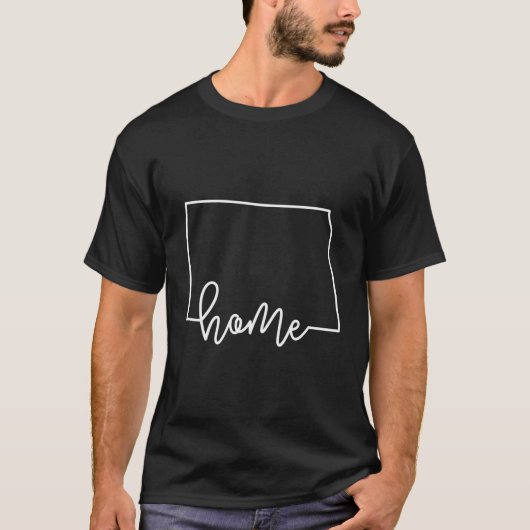 State of North Dakota omtrek met home script ACJ T-shirt (Voorkant)