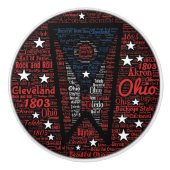 State of Ohio Woord Kunst Keramische Knop (Voorkant)