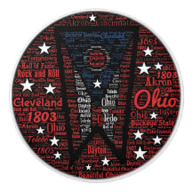 State of Ohio Woord Kunst Keramische Knop