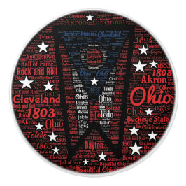 State of Ohio Woord Kunst Keramische Knop