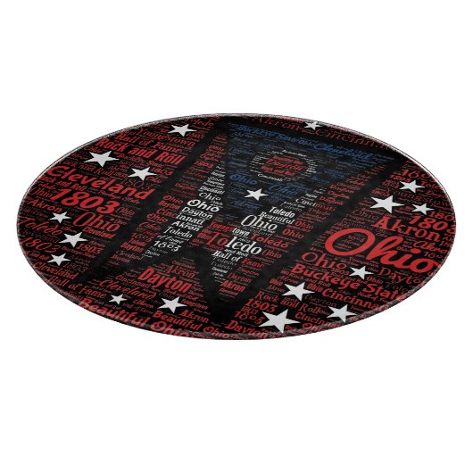 State of Ohio Woordkunst Glas Snijplank 12" (Hoek)