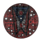 State of Ohio Woordkunst Glas Snijplank 12" (Voorkant)