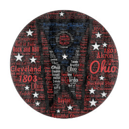 State of Ohio Woordkunst Glas Snijplank 12"