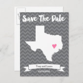 State of Texas Chevron Save The Date Heart Kaart K (Voorkant / Achterkant)