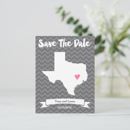 State of Texas Chevron Save The Date Heart Kaart K (Staand voorkant)