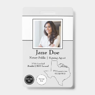 State of Texas Notary Public Badge met QR-code