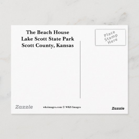 State Park Beach House-Lake Scott Briefkaart (Achterkant)