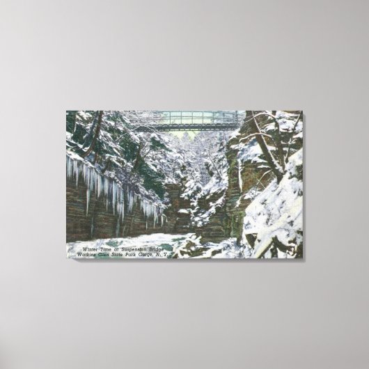 State Park Gorge Suspension Bridge Uitzicht in Canvas Afdruk (Voorkant)