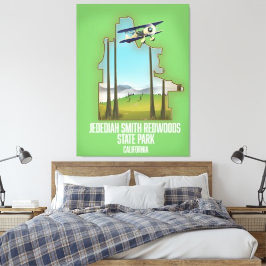 State Park Jedediah Smith Redwood Canvas Afdruk (Insitu (Slaapkamer))