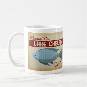 State Park Lake Chelan Fish Vintage Travel Koffiemok
