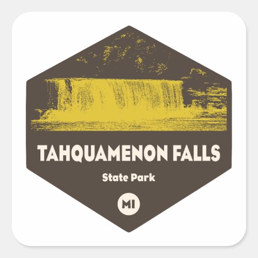 State Park Michigan Tahquamenon Herfsten Vierkante Sticker (Voorkant)