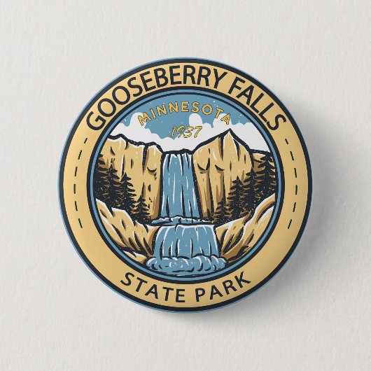 State Park Minnesota Badge Gooseberry Herfsten Ronde Button 5,7 Cm (Voorkant)
