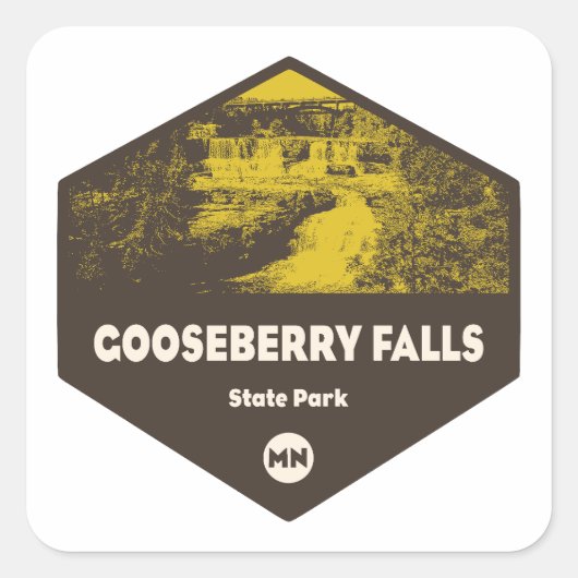 State Park Minnesota Gooseberry Herfsten Vierkante Sticker (Voorkant)