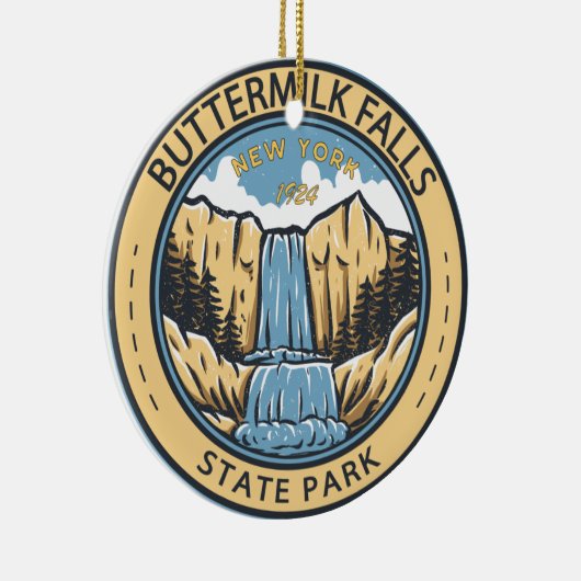 State Park New York Badge Herfsten Keramisch Ornament (Rechts)