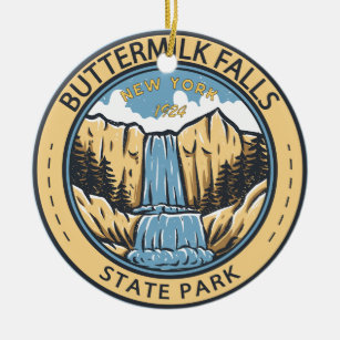 State Park New York Badge Herfsten Keramisch Ornament