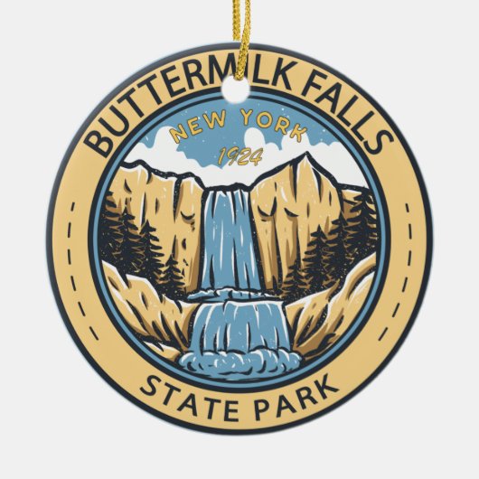 State Park New York Badge Herfsten Keramisch Ornament (Voorkant)