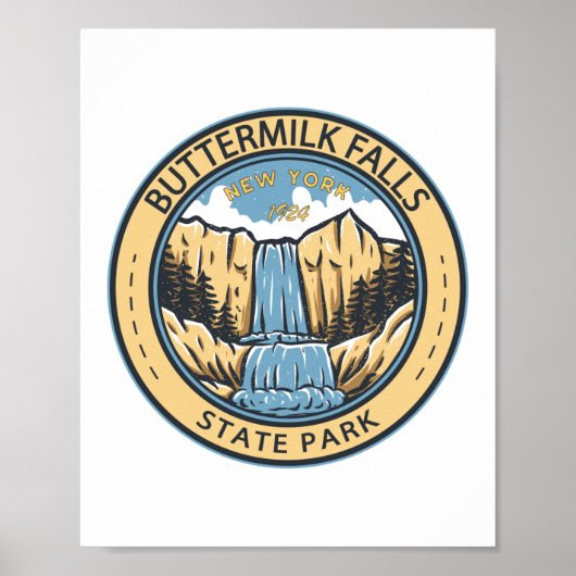 State Park New York Badge Herfsten Poster (Voorkant)