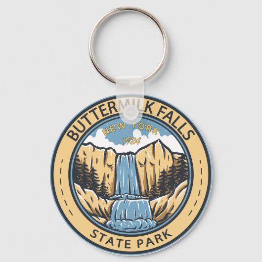 State Park New York Badge Herfsten Sleutelhanger (Voorkant)