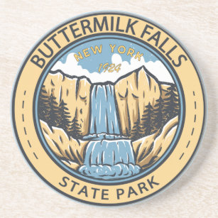 State Park New York Badge Herfsten Zandsteen Onderzetter