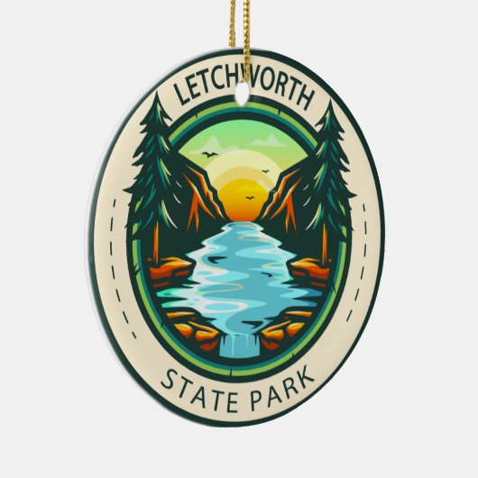 State Park New York Badge Keramisch Ornament (Rechts)