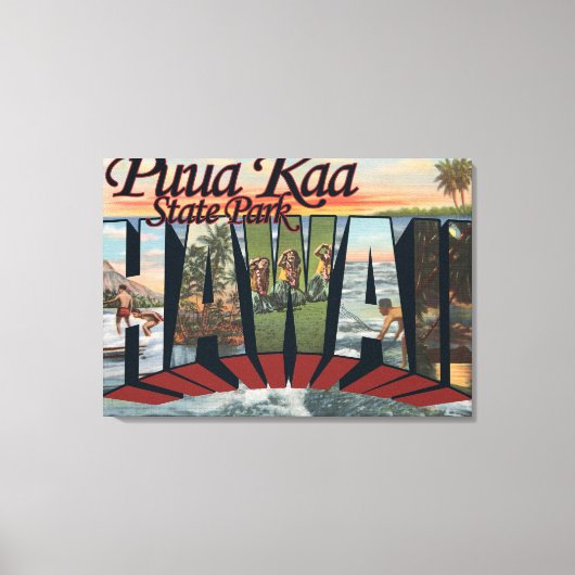 State Park Puua Kaa, Hawaii - Large Letter Scene Canvas Afdruk (Voorkant)