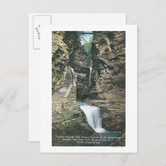 State Park Uitzicht of Curtain en Cavern Cascades Briefkaart (Voorkant / Achterkant)