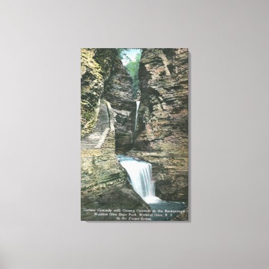 State Park Uitzicht of Curtain en Cavern Cascades Canvas Afdruk (Voorkant)