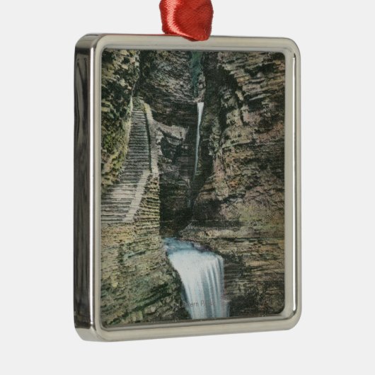 State Park Uitzicht of Curtain en Cavern Cascades Metalen Ornament (Rechts)