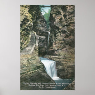 State Park Uitzicht of Curtain en Cavern Cascades Poster
