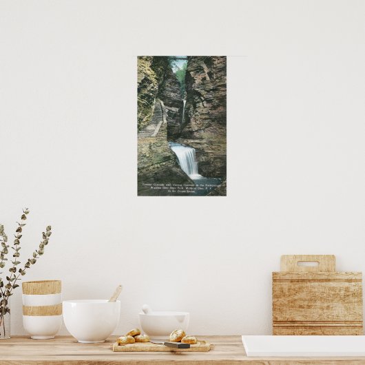 State Park Uitzicht of Curtain en Cavern Cascades Poster (Keuken)