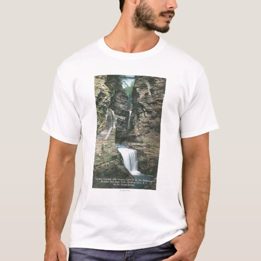 State Park Uitzicht of Curtain en Cavern Cascades T-shirt (Voorkant)
