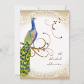 State Peacock w Swirl Branch Wedding Invitation Kaart (Achterkant)