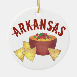 State Pride Arkansas Style Cheese Queso Dip Nachos Keramisch Ornament