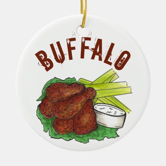 State Pride Buffalo New York Hot BBQ Chicken Wings Keramisch Ornament (Voorkant)