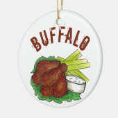 State Pride Buffalo New York Hot BBQ Chicken Wings Keramisch Ornament (Links)
