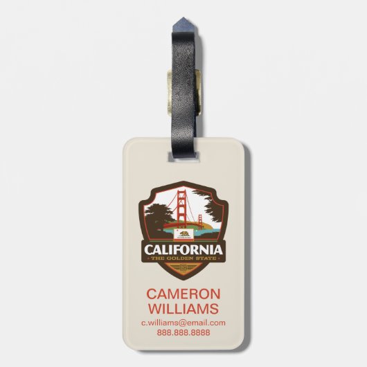 State Pride | Californië Bagagelabel (Achterkant verticaal)